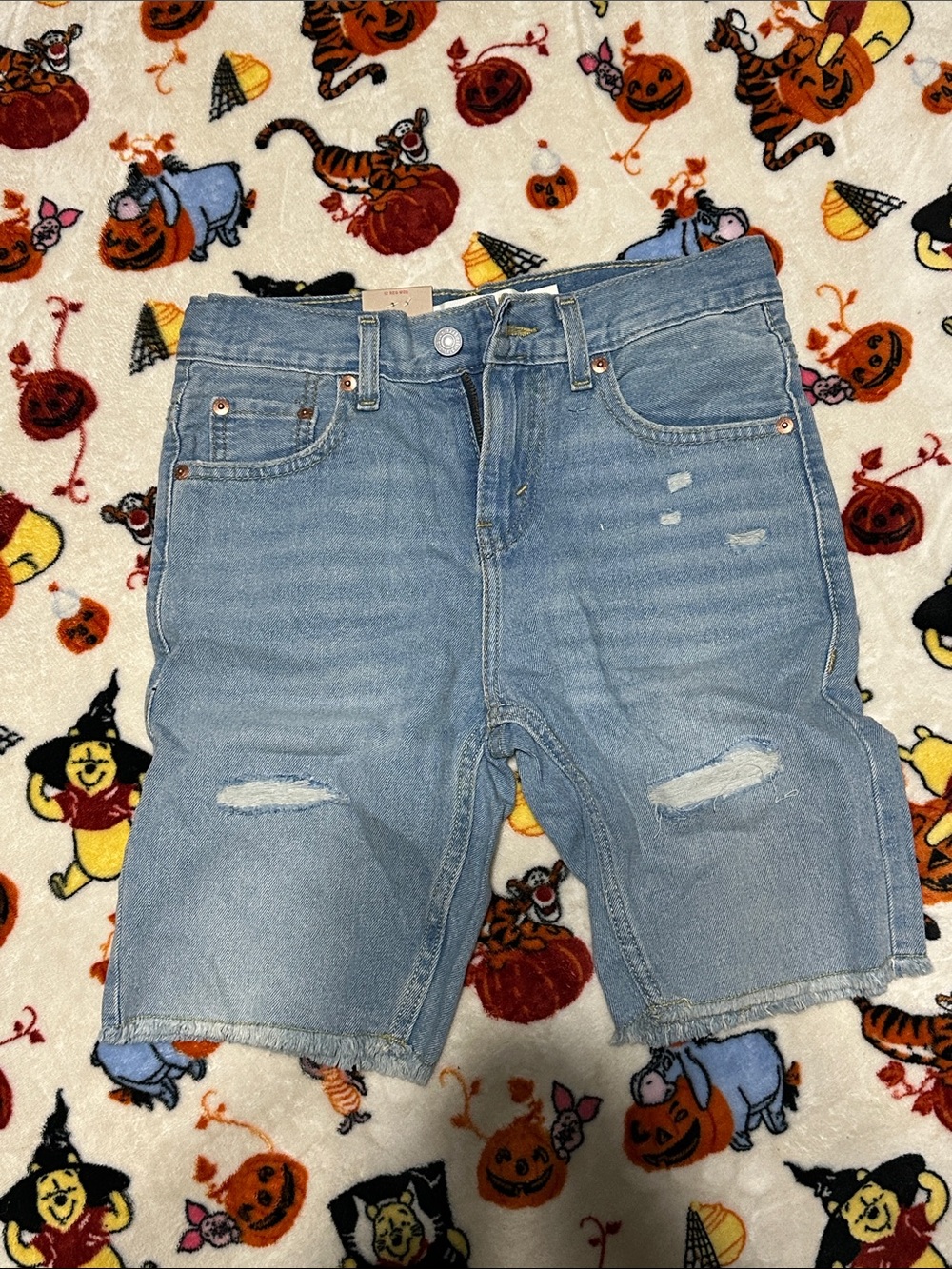 Levi's Slim 5’11’s Light Blue Distressed Kids Denim Shorts